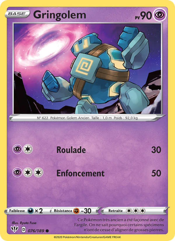 Gringolem 76 — Darkness Ablaze (French Pokémon TCG card)