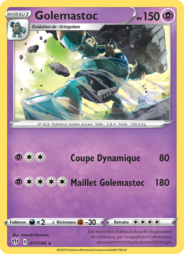 Golemastoc 77 — Darkness Ablaze (French Pokémon TCG card)