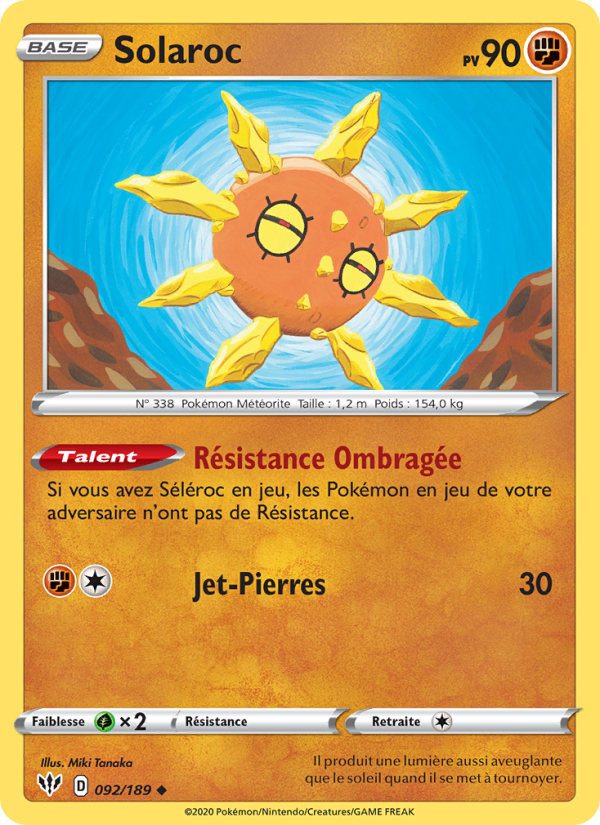 Solaroc 92 — Darkness Ablaze (French Pokémon TCG card)