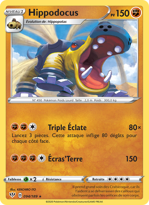 Hippodocus 94 — Darkness Ablaze (French Pokémon TCG card)