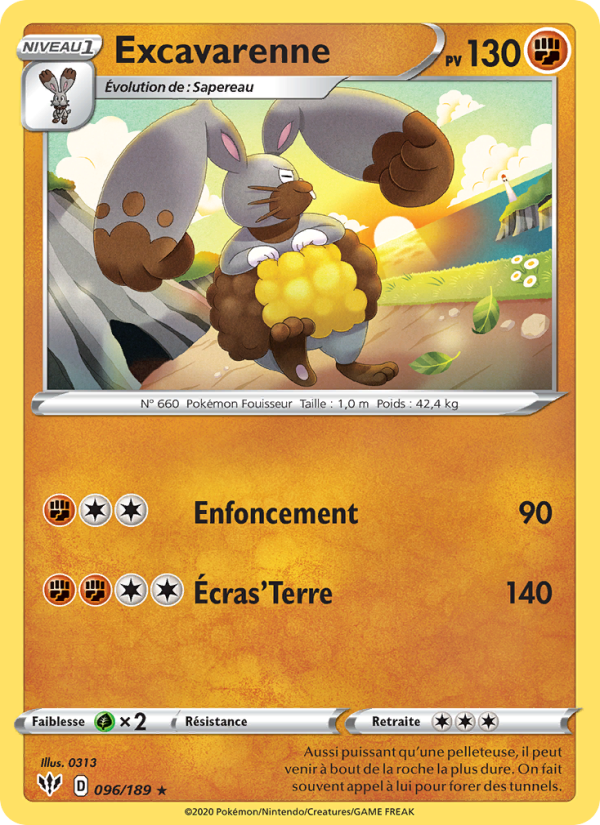 Excavarenne 96 — Darkness Ablaze (French Pokémon TCG card)