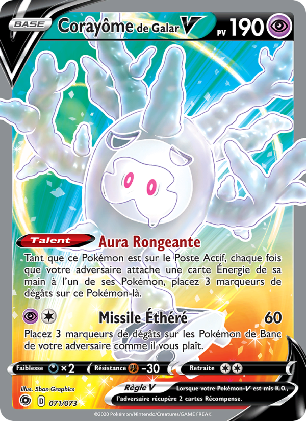Corayôme de Galar V 71 — Weg des Champs (French Pokémon TCG card)