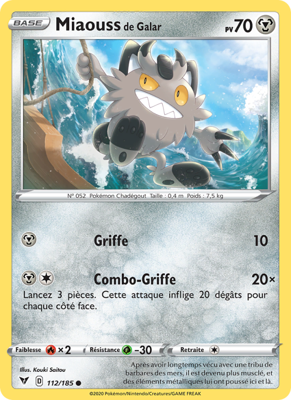 Miaouss de Galar 112 — Vivid Voltage (French Pokémon TCG card)