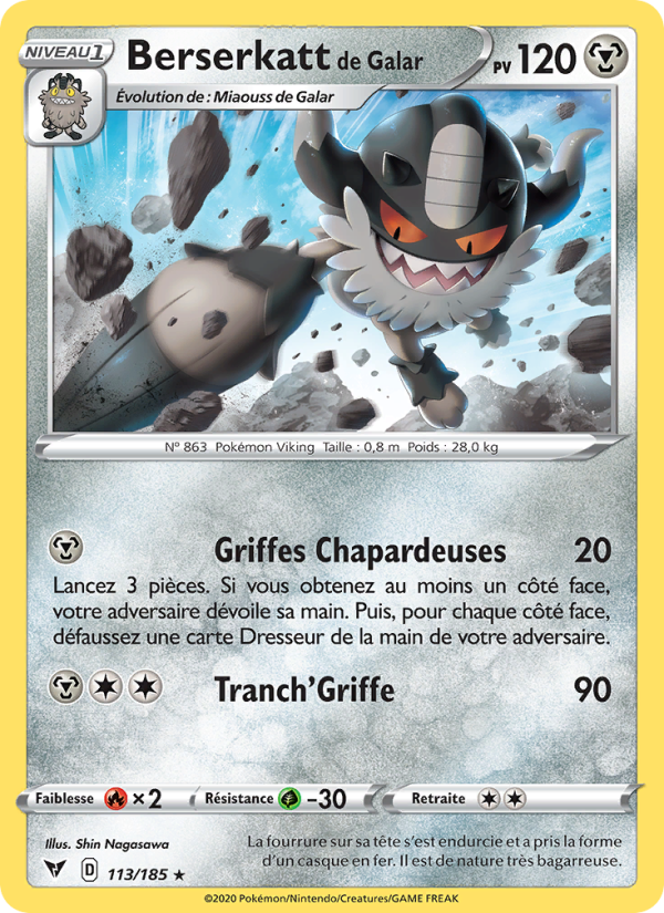 Berserkatt de Galar 113 — Vivid Voltage (French Pokémon TCG card)
