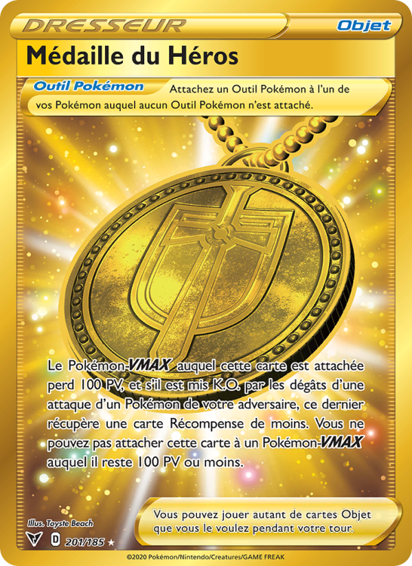 Médaille du Héros 201 — Vivid Voltage (French Pokémon TCG card)