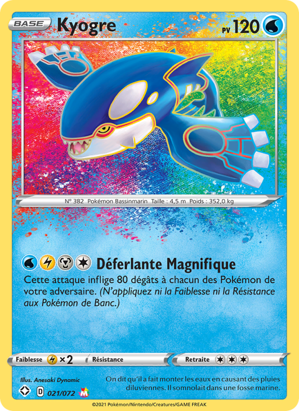 Kyogre 21 — Glänzendes Schicksal (French Pokémon TCG card)
