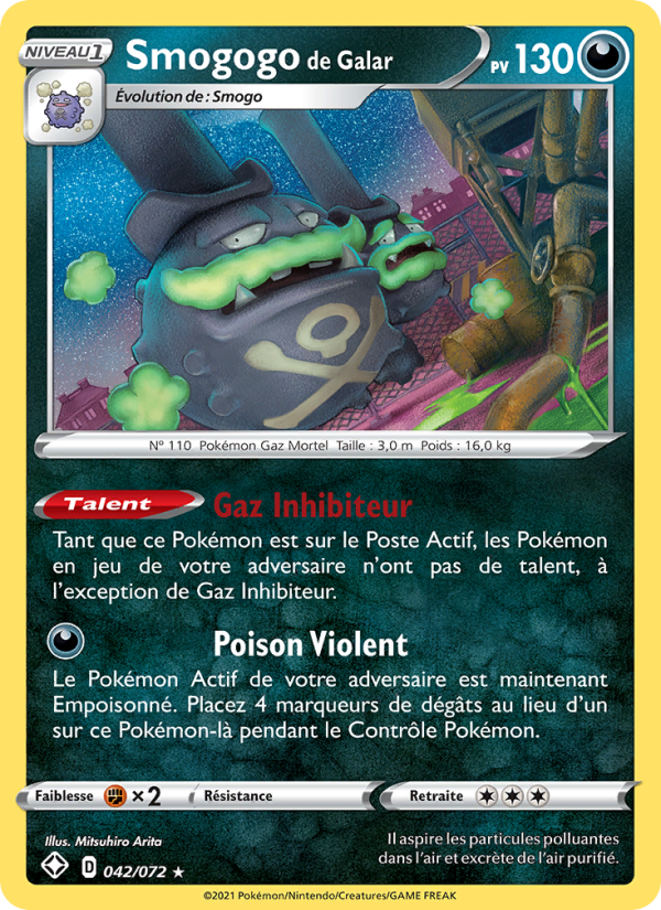 Smogogo de Galar 42 — Glänzendes Schicksal (French Pokémon TCG card)