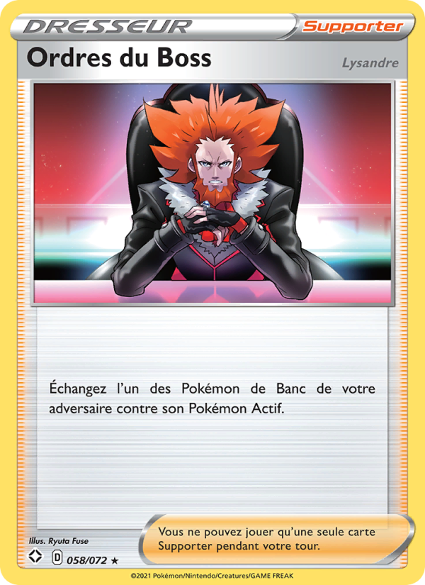 Ordres du Boss (Lysandre) 58 — Glänzendes Schicksal (French Pokémon TCG card)