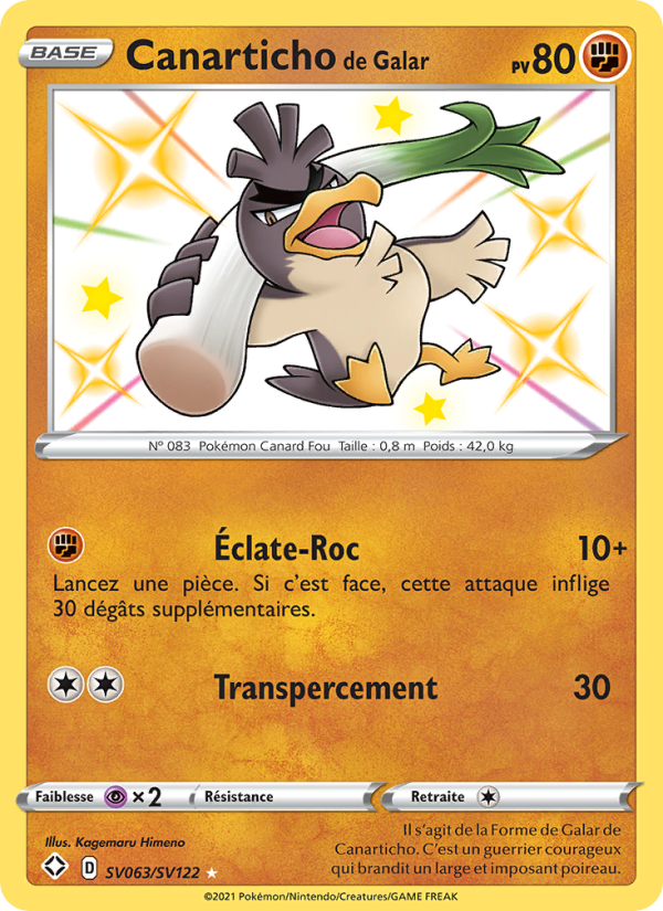 Canarticho de Galar SV063 — Glänzendes Schicksal (French Pokémon TCG card)