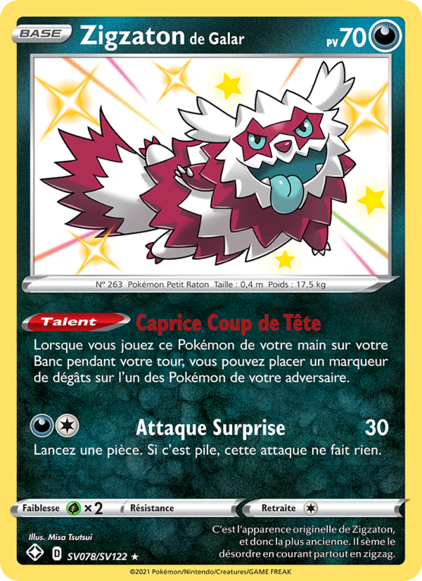 Zigzaton de Galar SV078 — Glänzendes Schicksal (French Pokémon TCG card)