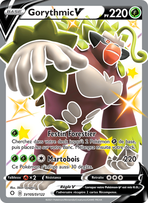 Gorythmic V SV105 — Glänzendes Schicksal (French Pokémon TCG card)