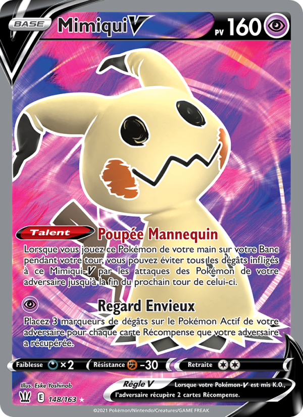 Mimiqui V 148 — Battle Styles (French Pokémon TCG card)