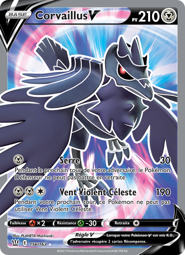 Corvaillus V 156 — Battle Styles (French Pokémon TCG card)