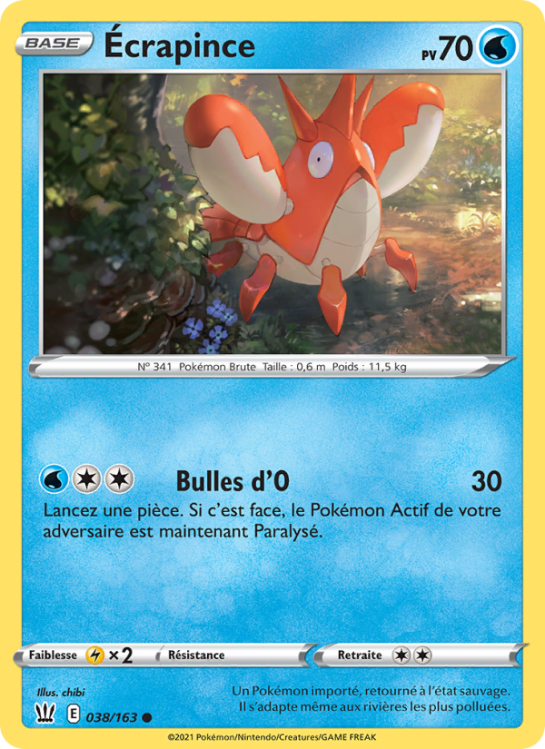 Écrapince 38 — Battle Styles (French Pokémon TCG card)