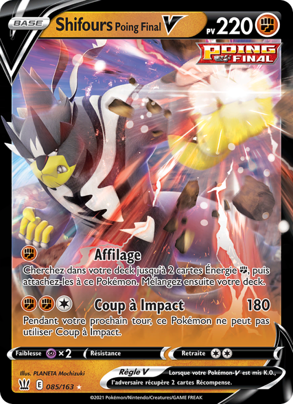Shifours Poing Final V 85 — Battle Styles (French Pokémon TCG card)