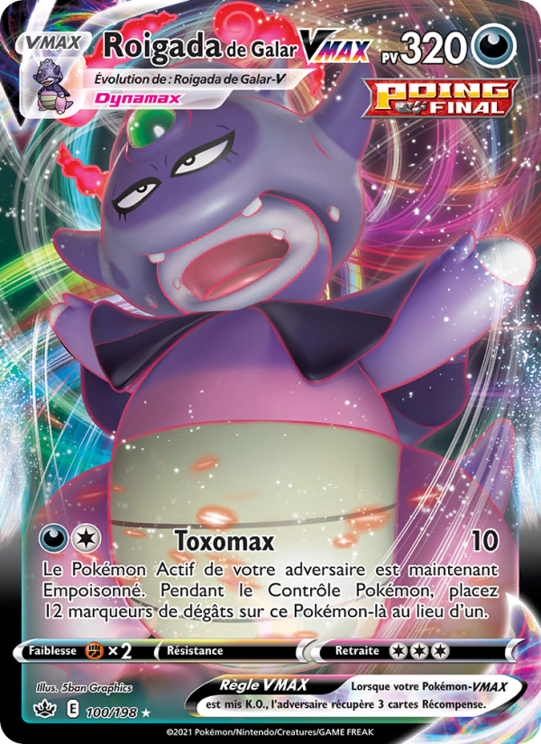 Roigada de Galar VMAX 100 — Chilling Reign (French Pokémon TCG card)
