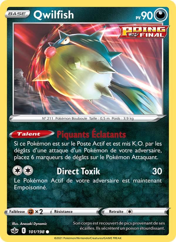 Qwilfish 101 — Chilling Reign (French Pokémon TCG card)