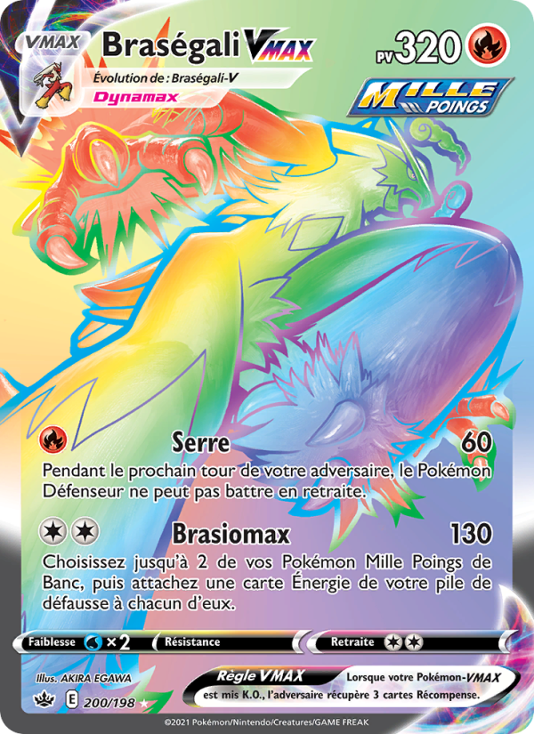 Braségali VMAX 200 — Chilling Reign (French Pokémon TCG card)
