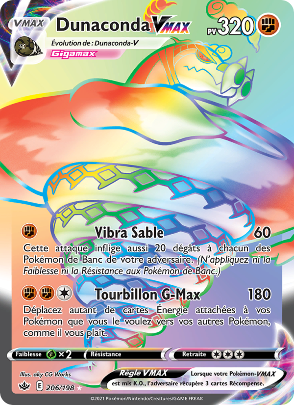 Dunaconda VMAX 206 — Chilling Reign (French Pokémon TCG card)