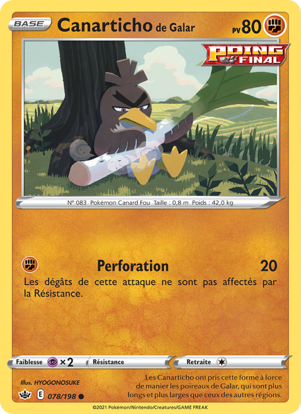 Canarticho de Galar 78 — Chilling Reign (French Pokémon TCG card)