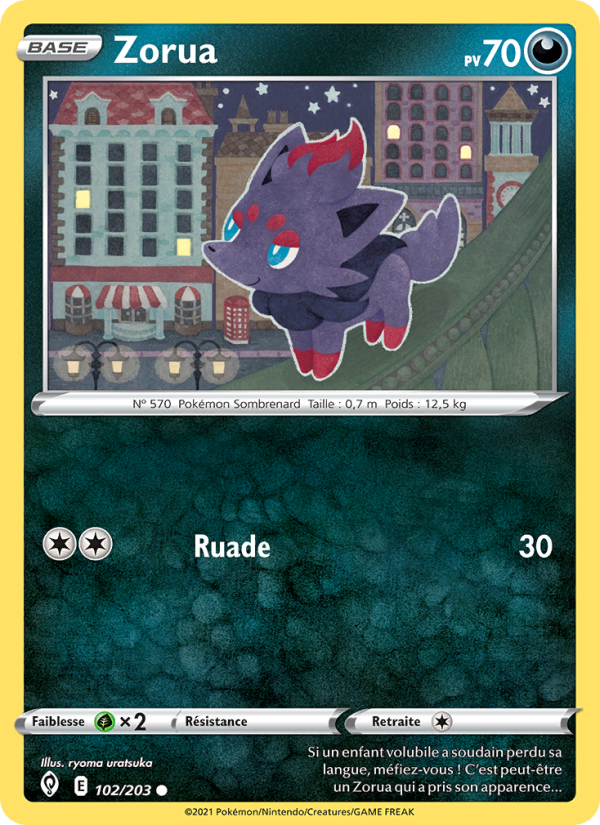 Zorua 102 — Evolving Skies (French Pokémon TCG card)