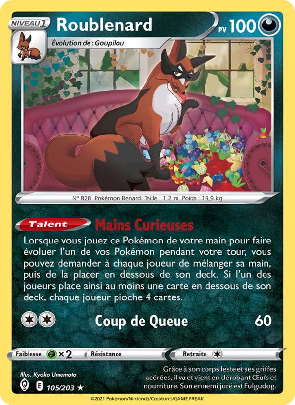 Roublenard 105 — Evolving Skies (French Pokémon TCG card)