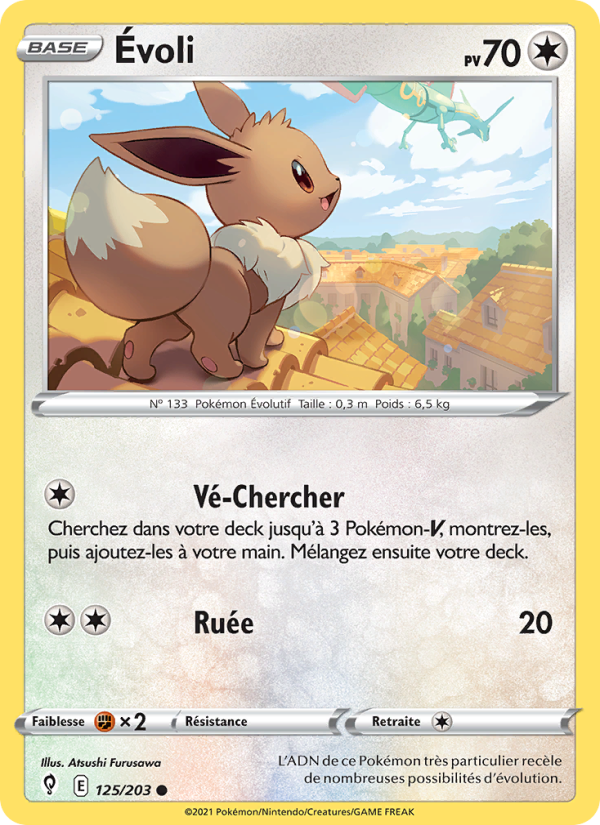 Évoli 125 — Evolving Skies (French Pokémon TCG card)