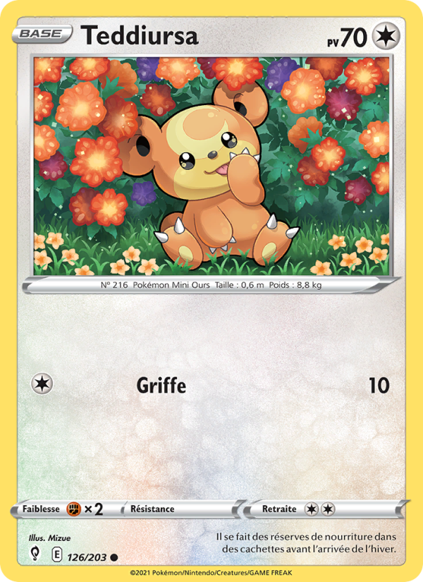 Teddiursa 126 — Evolving Skies (French Pokémon TCG card)