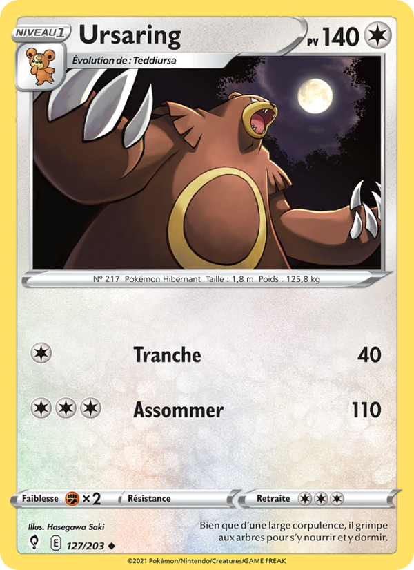Ursaring 127 — Evolving Skies (French Pokémon TCG card)