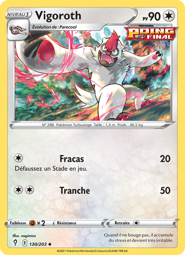 Vigoroth 130 — Evolving Skies (French Pokémon TCG card)