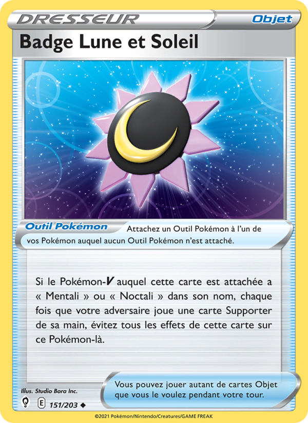 Badge Lune et Soleil 151 — Evolving Skies (French Pokémon TCG card)