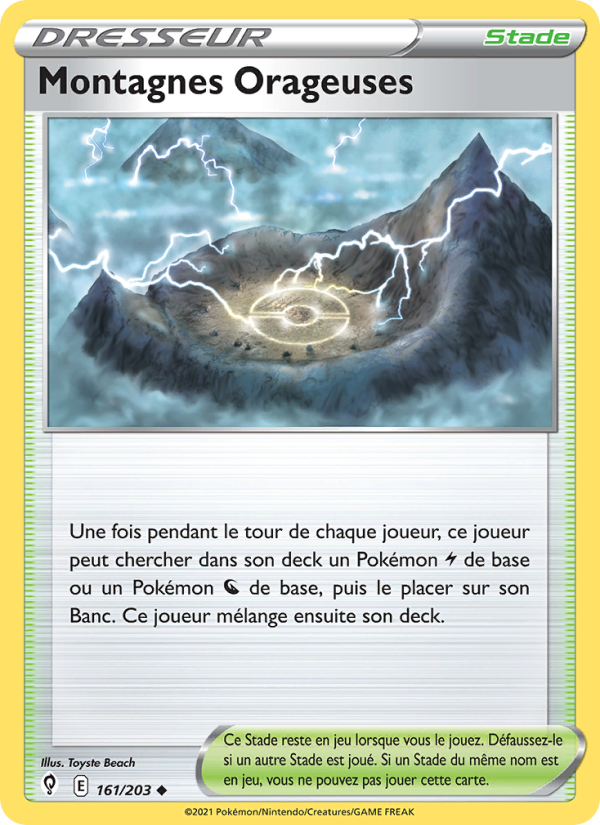 Montagnes Orageuses 161 — Evolving Skies (French Pokémon TCG card)