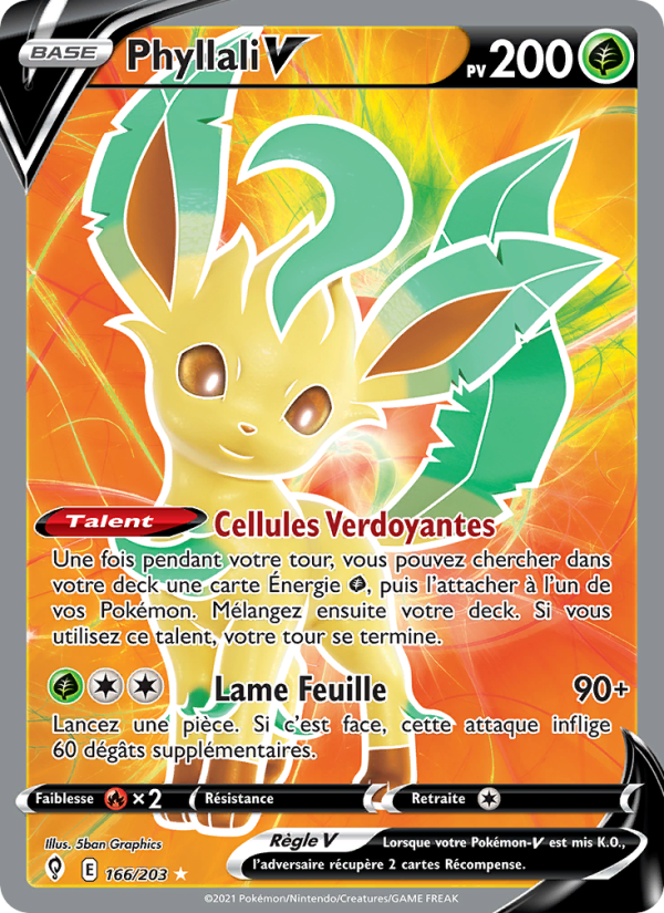 Phyllali V 166 — Evolving Skies (French Pokémon TCG card)