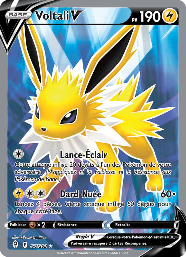 Voltali V 177 — Evolving Skies (French Pokémon TCG card)
