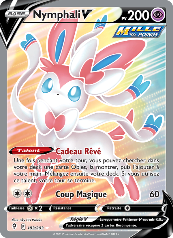 Nymphali V 183 — Evolving Skies (French Pokémon TCG card)