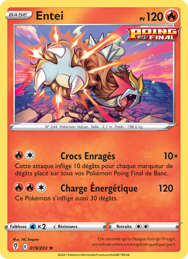 Entei 19 — Evolving Skies (French Pokémon TCG card)