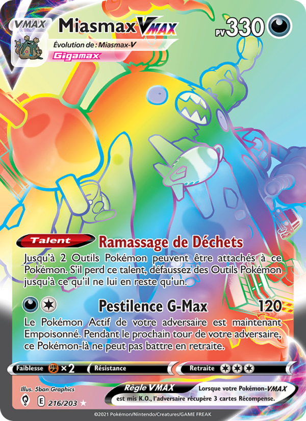 Miasmax VMAX 216 — Evolving Skies (French Pokémon TCG card)