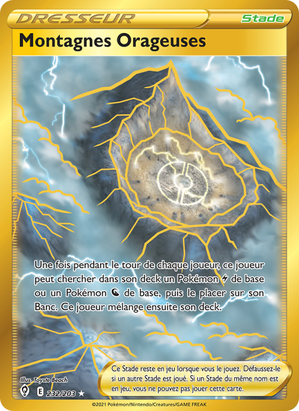Montagnes Orageuses 232 — Evolving Skies (French Pokémon TCG card)