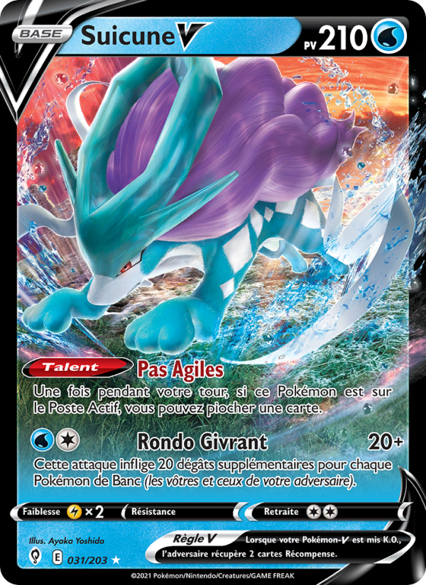 Suicune V 31 — Evolving Skies (French Pokémon TCG card)