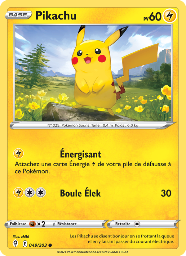 Pikachu 49 — Evolving Skies (French Pokémon TCG card)