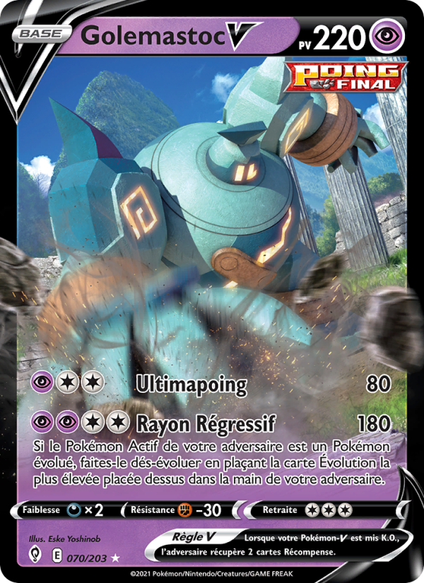 Golemastoc V 70 — Evolving Skies (French Pokémon TCG card)