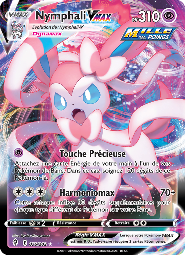 Nymphali VMAX 75 — Evolving Skies (French Pokémon TCG card)