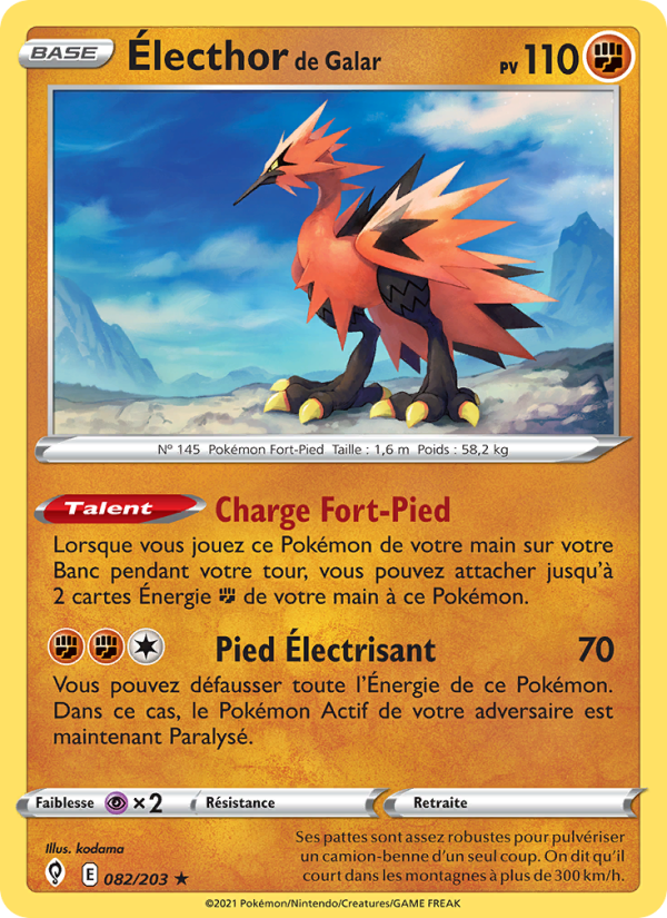 Électhor de Galar 82 — Evolving Skies (French Pokémon TCG card)