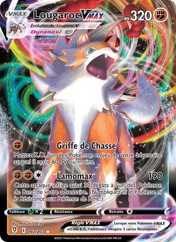 Lougaroc VMAX 92 — Evolving Skies (French Pokémon TCG card)