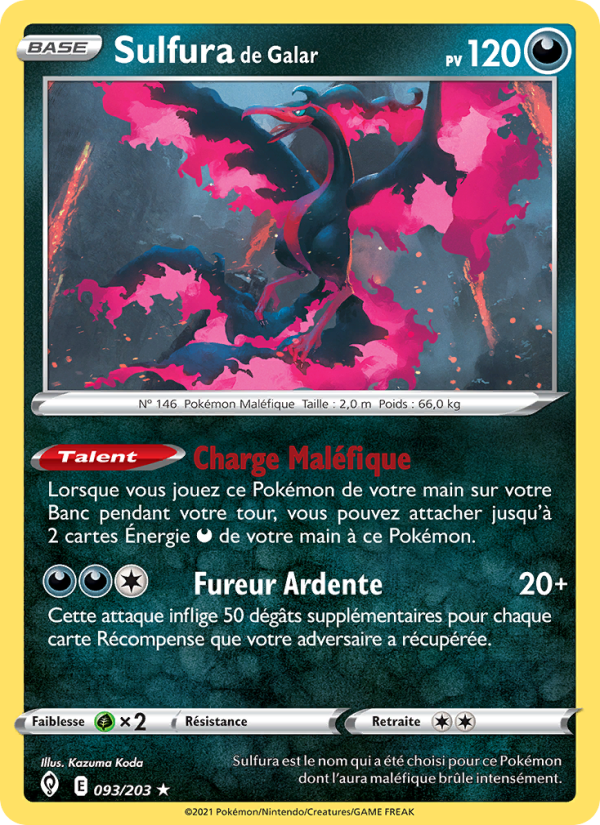 Sulfura de Galar 93 — Evolving Skies (French Pokémon TCG card)