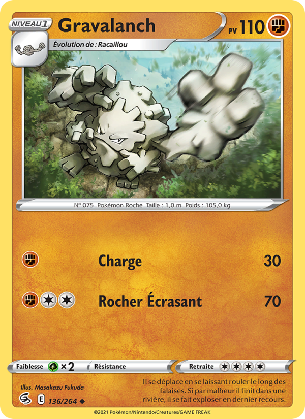 Gravalanch 136 — Fusion Strike (French Pokémon TCG card)