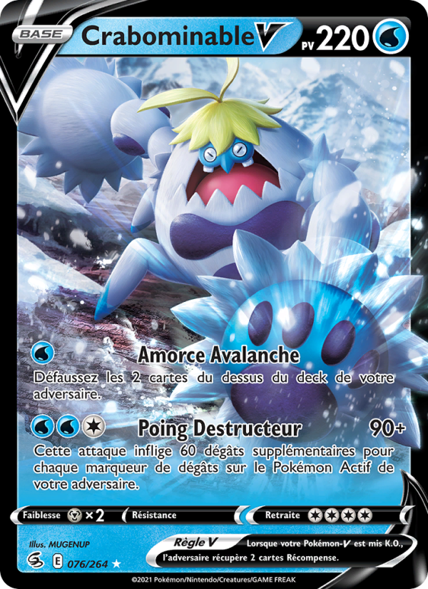 Crabominable V 76 — Fusion Strike (French Pokémon TCG card)