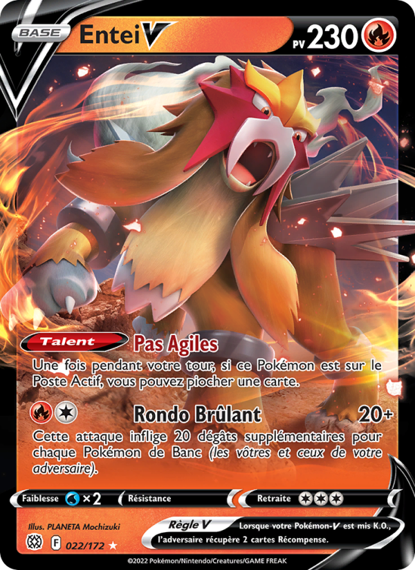 Entei V 022 — Brilliant Stars (French Pokémon TCG card)