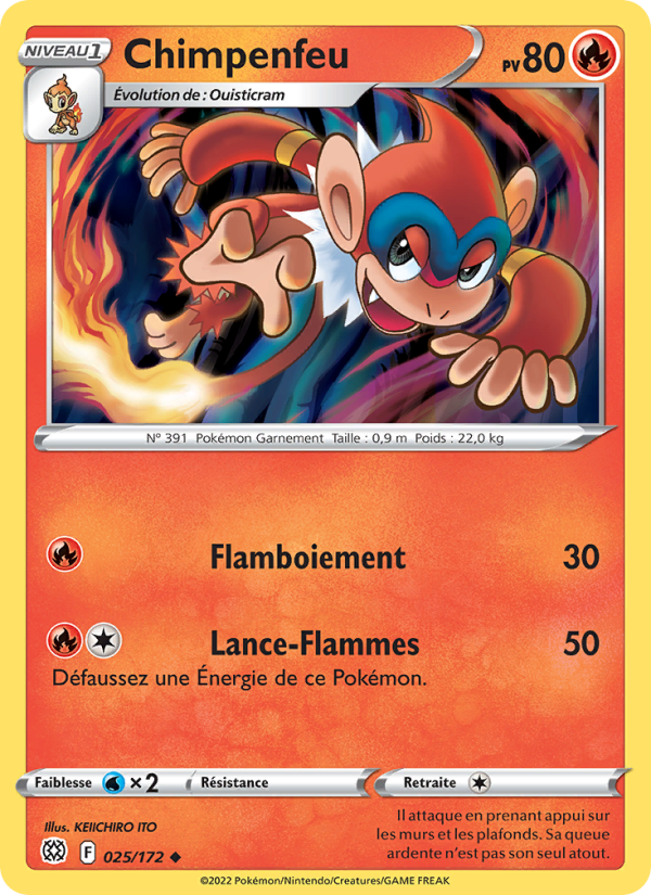 Chimpenfeu 025 — Brilliant Stars (French Pokémon TCG card)