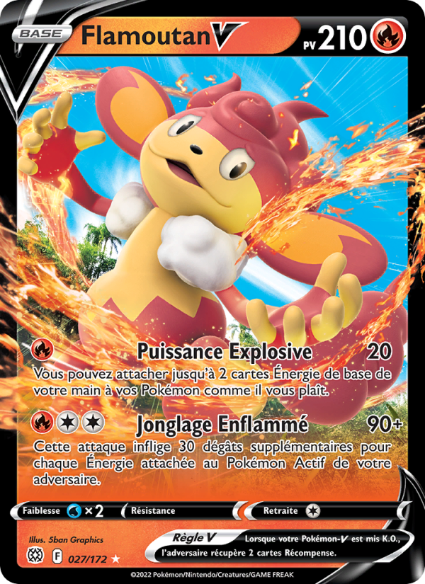 Flamoutan V 027 — Brilliant Stars (French Pokémon TCG card)